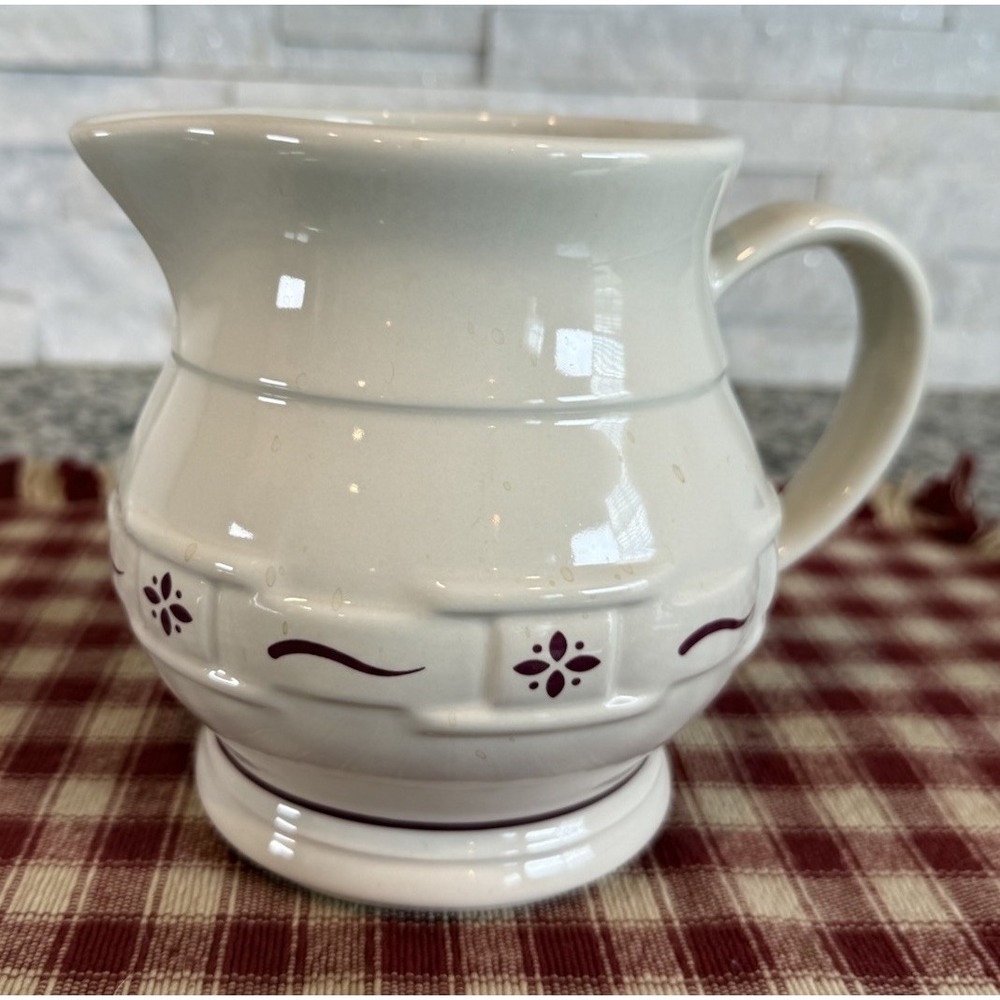 Longaberger Woven Traditions RED Pitcher 6" Tall USA Pottery EUC